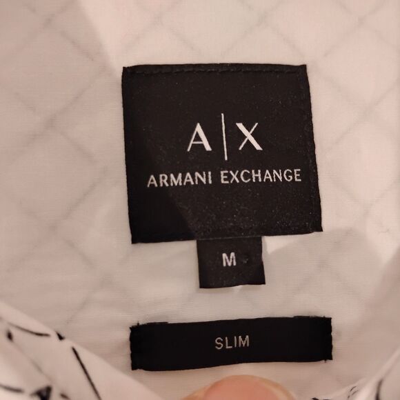 Armani Exchange A/X shirt mens M Medium white all over slim fit long sleeve - Picture 6 of 8